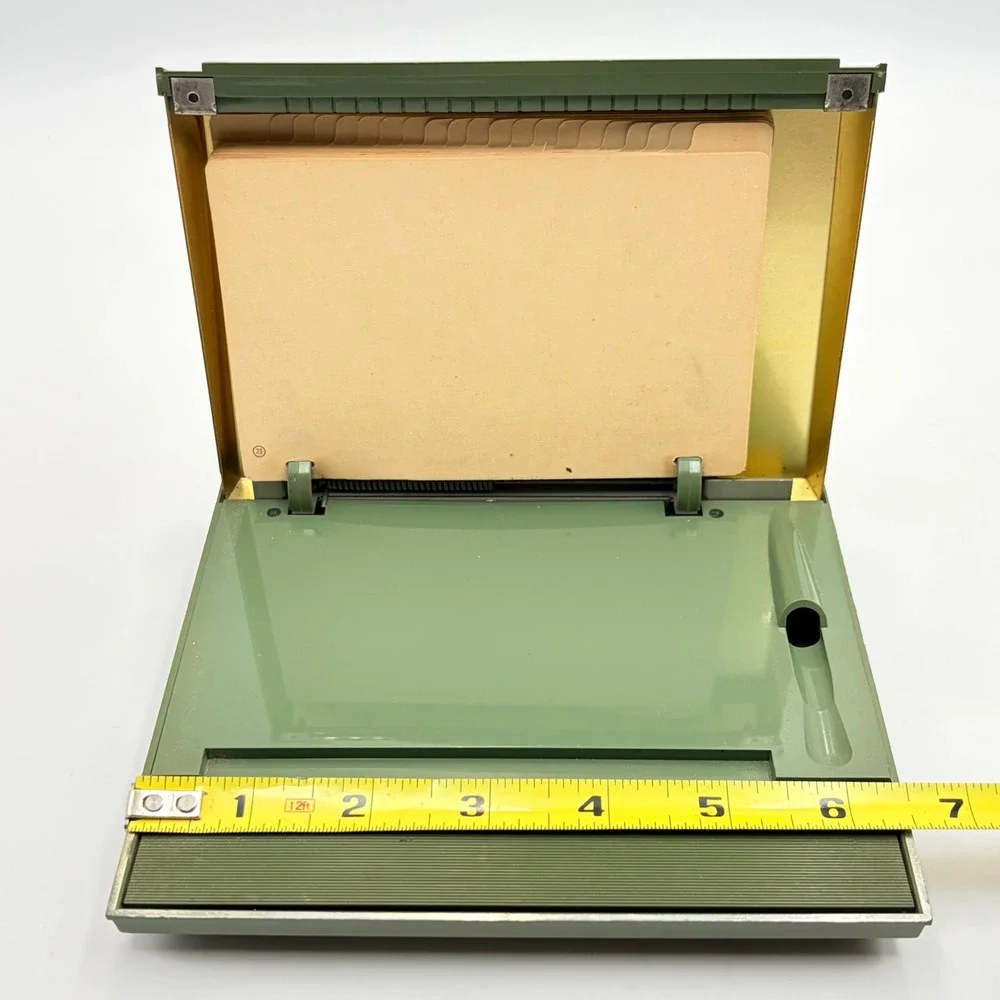 Vintage Park Sherman Telephone Index Pop Up Address Book Gold Avocado Green MCM‎